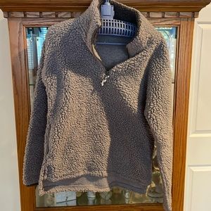 Quarter zip fuzzy sweatshirt.  Gray/blue. Size small